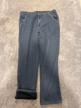 Bass Creek Outfitters Jeans Mens 38x34 Blue Fleece Lined Relaxed Carpenter Denim
